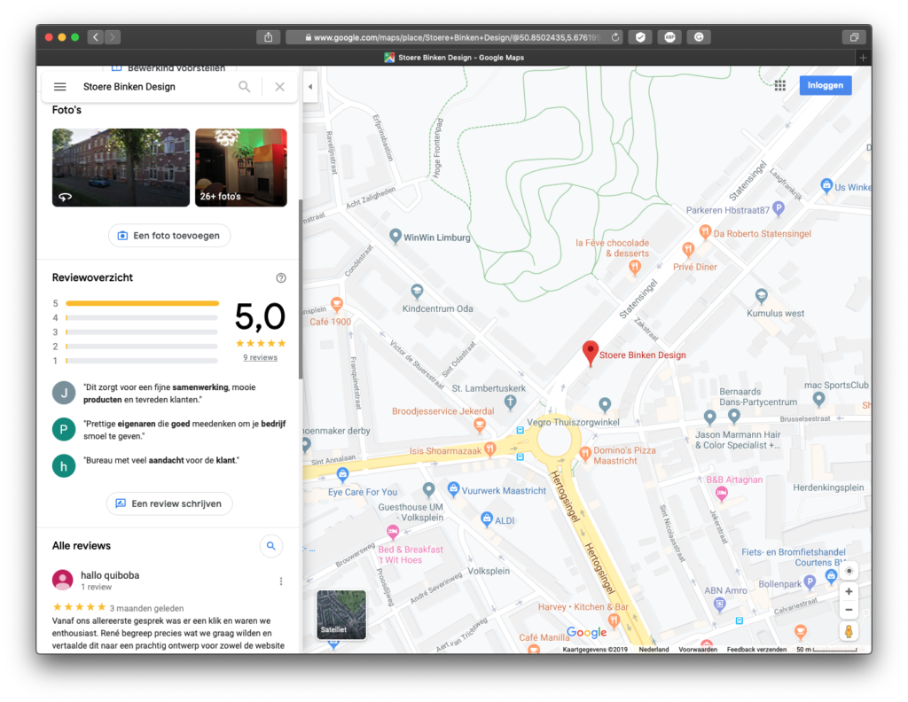 Stoere Binken Design Google Review - Rene Verkaart