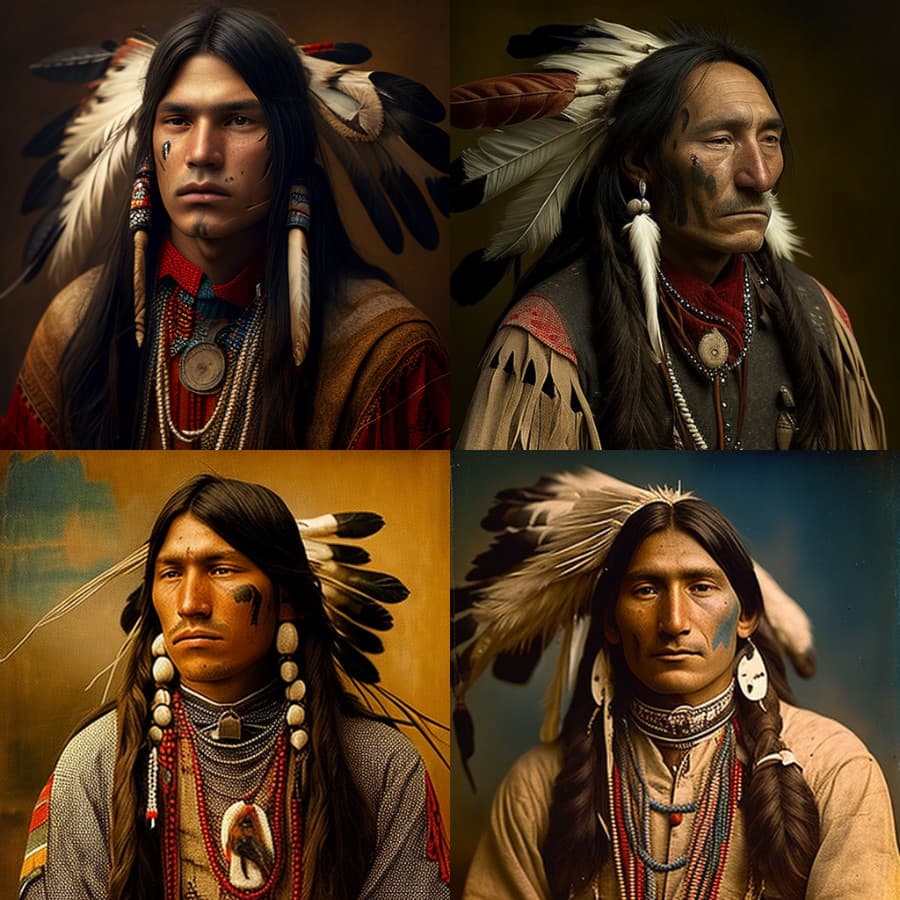 Prompt: native american in the year 1880 --s 250