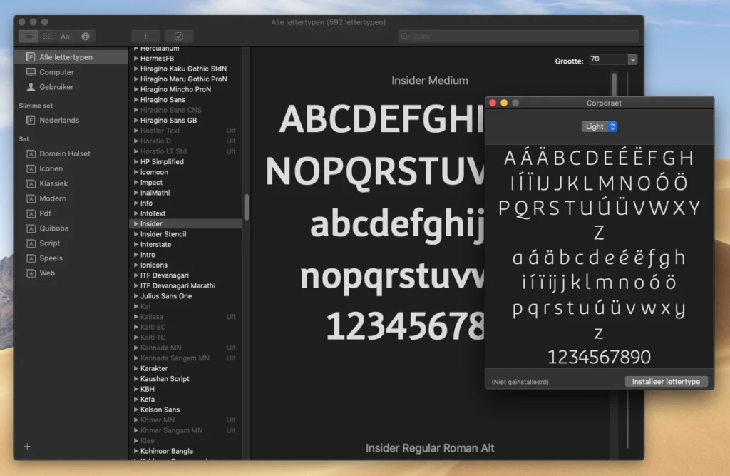 Lettertypecatalogus installatie MacOS - Rene Verkaart